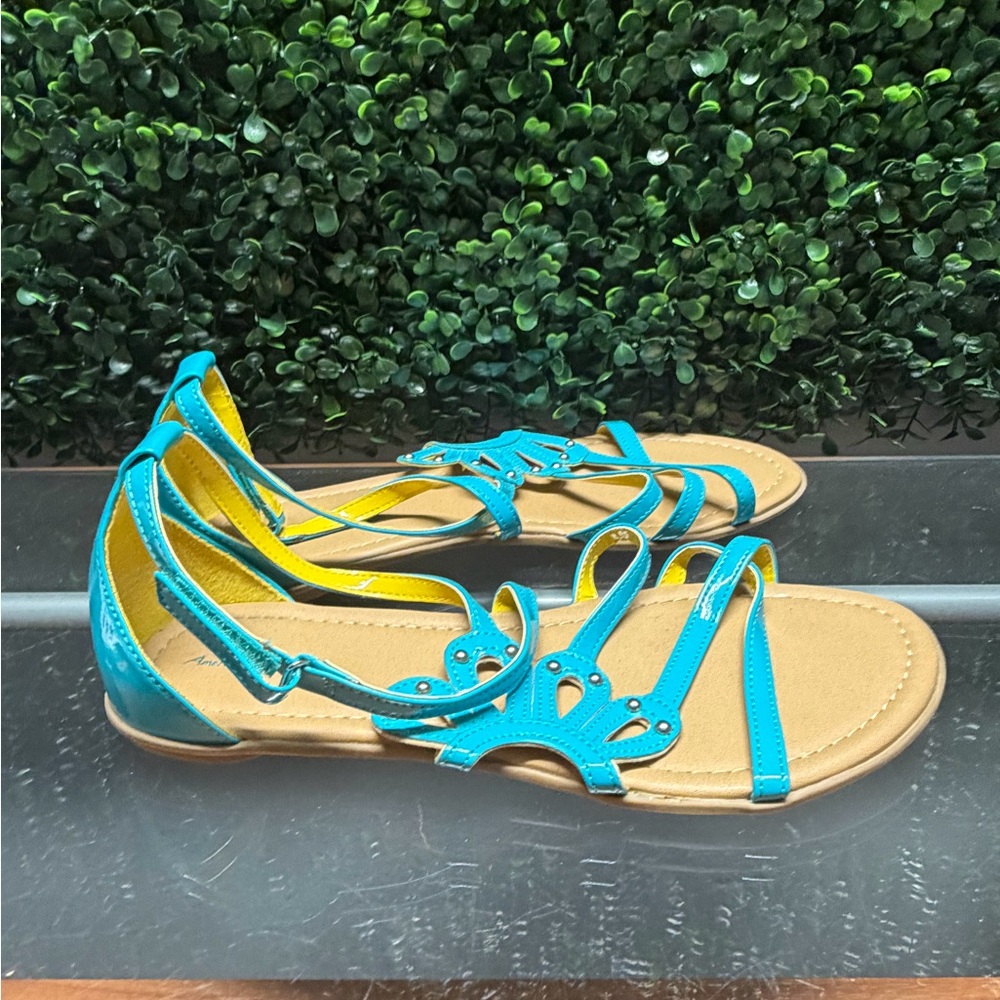 American Eagle Outfitters Turquoise Strappy Flat Sandals